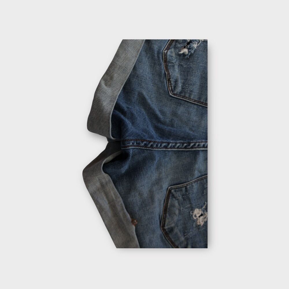 Kancan Denim Jean Cut Off Shorts Women’s Size 27 Stretch Distressed Blue - Picture 5 of 12